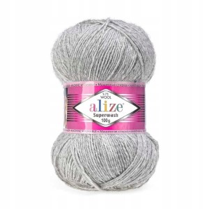 Włóczka skarpetkowa Alize Superwash 100 wełna 21 SZARY MELANŻ