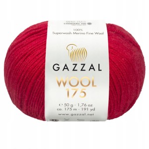 Włóczka GAZZAL WOOL 175 100% wełna Merino 50g/175m 338 CZERWONA