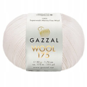 Włóczka GAZZAL WOOL 175 100% wełna Merino 50g/175m 340 KREMOWA