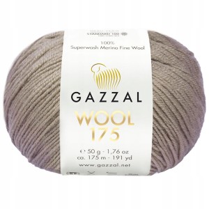 Włóczka GAZZAL WOOL 175 100% wełna Merino 50g/175m 343 CIEMNY BEŻ