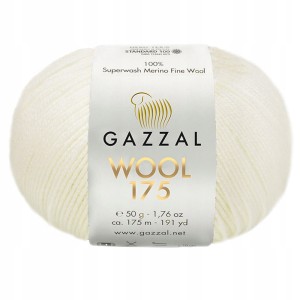 Włóczka GAZZAL WOOL 175 100% wełna Merino 50g/175m 339 KREMOWA