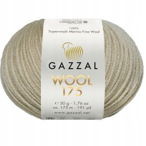 Włóczka GAZZAL WOOL 175 100% wełna Merino 50g/175m 307 BEŻOWA