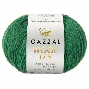 Włóczka GAZZAL WOOL 175 100% wełna Merino 50g/175m 318 ZIELONA