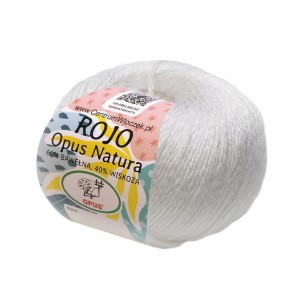 Włóczka ROJO Opus Natura bawełna wiskoza 50g/120m 002 BIAŁA