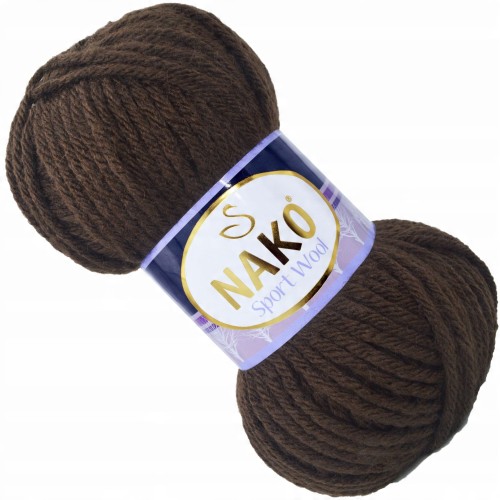 Włóczka NAKO Sport Wool akryl wełna 100g/120m BRĄZOWA 4987