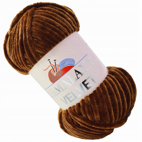 Włóczka Himalaya Velvet 100g welwetowa pluszowa welurowa BRĄZOWA 90066