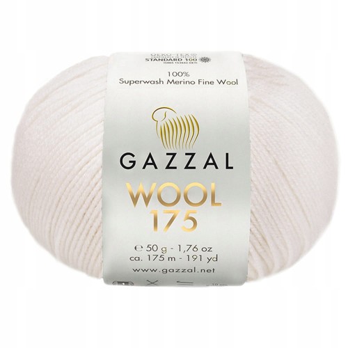 Włóczka GAZZAL WOOL 175 100% wełna Merino 50g/175m 340 KREMOWA