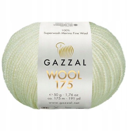 Włóczka GAZZAL WOOL 175 100% wełna Merino 50g/175m 300 ECRU