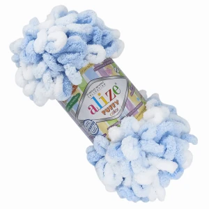 Włóczka Alize Puffy COLOR miękka NIEBIESKA 5865