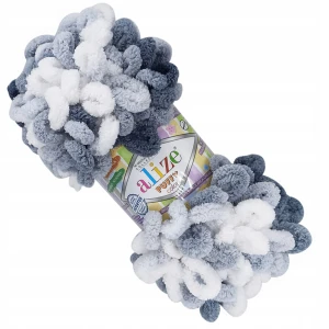 Włóczka Alize Puffy COLOR 100g miękka SZARA 5925