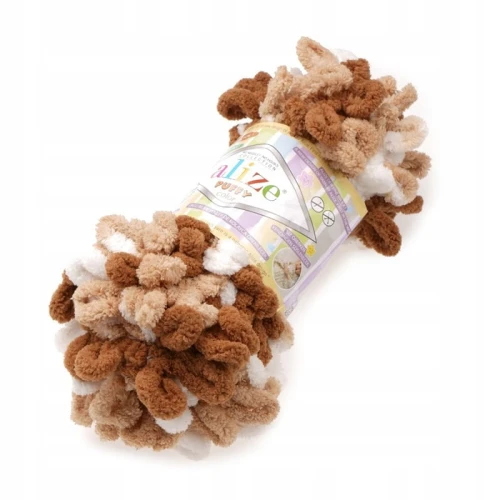 Włóczka Alize Puffy COLOR miękka BRĄZOWA 6398