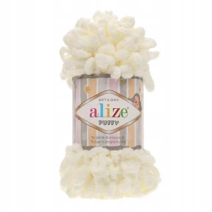 Włóczka Alize Puffy 100g pluszowa duże pętelki KREMOWA 62