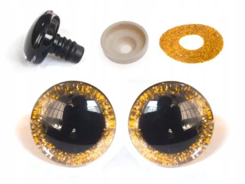 Oczy brokatowe do maskotek 20mm pomarańczowe okrągłe 2szt