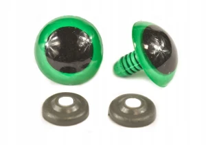 Oczy do maskotek 15 mm zaciskowe zielone