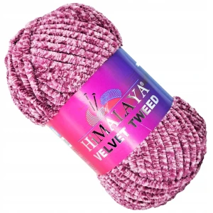 Włóczka pluszowa HIMALAYA VELVET TWEED RÓŻOWO BIAŁA 91113
