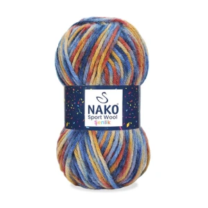 Włóczka NAKO Sport Wool Senlik wielokolorowa gruba 100g/120m 87743