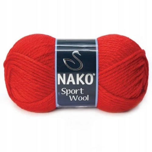 Włóczka NAKO Sport Wool akryl wełna 100g/120m CZERWONA 1140