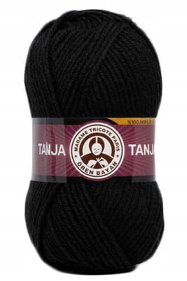 Włóczka TANJA Madame Tricote gruba miękka 100% akryl 100g/120m CZARNA 999