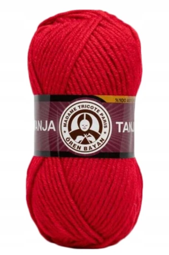Włóczka TANJA Madame Tricote gruba miękka 100% akryl 100g/120m CZERWONA 144