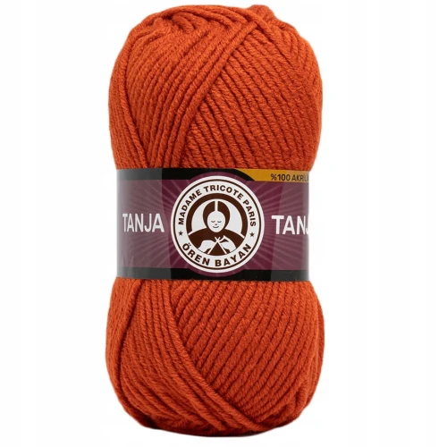 Włóczka TANJA Madame Tricote gruba miękka 100% akryl 100g/120m RUDA 107