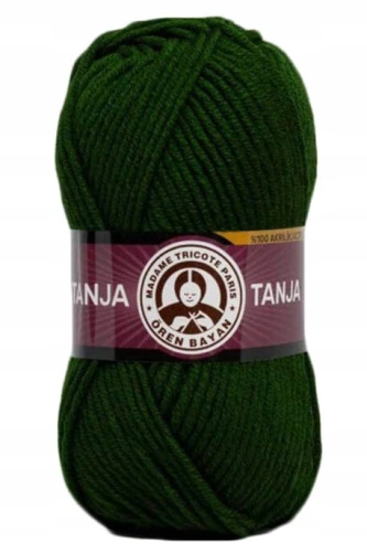 Włóczka TANJA Madame Tricote gruba miękka 100% akryl 100g CIEMN ZIELONA 088