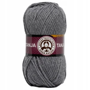 Włóczka TANJA Madame Tricote gruba miękka 100% akryl 100g/120m SZARA 008
