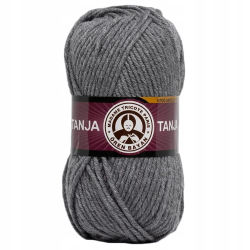 Włóczka TANJA Madame Tricote gruba miękka 100% akryl 100g/120m SZARA 008