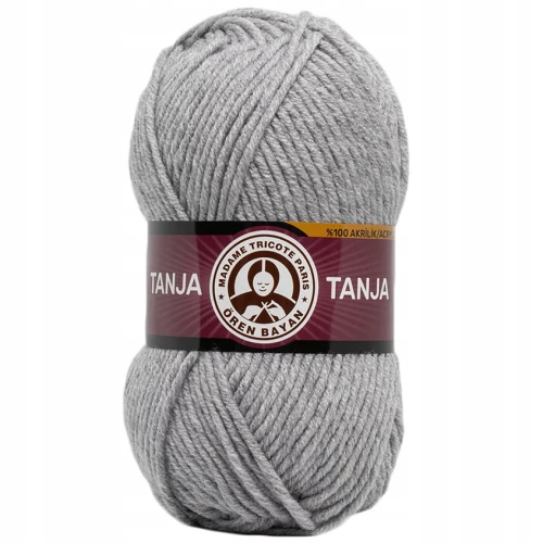 Włóczka TANJA Madame Tricote gruba miękka 100% akryl 100g JASNA SZARA 007