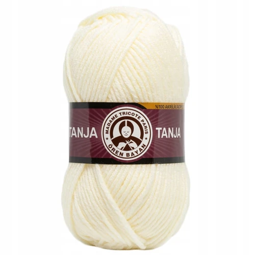 Włóczka TANJA Madame Tricote gruba miękka 100% akryl 100g/120m KREMOWA 005