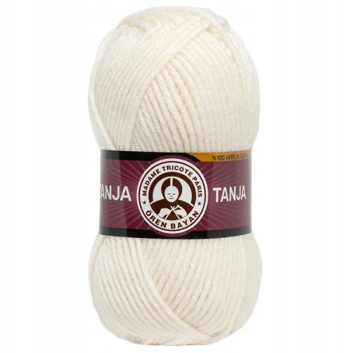 Włóczka TANJA Madame Tricote gruba miękka 100% akryl 100g/120m ECRU 004