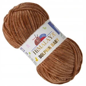 Włóczka HIMALAYA Dolphin Baby gruba pluszowa 100g BRĄZOWA 80337