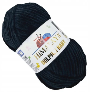 Włóczka HIMALAYA Dolphin Baby gruba pluszowa 100g CZARNA 80311