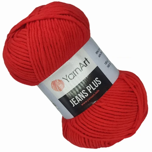 Włóczka YarnArt Jeans Plus 100g bawełna Czerwon 90