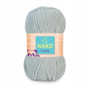 Włóczka Nako Panda pluszowa gruba 100g JASNA SZARA 3104