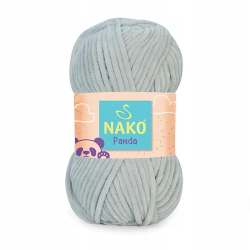 Włóczka Nako Panda pluszowa gruba 100g JASNA SZARA 3104