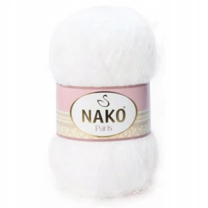 Włóczka Nako Paris włochata miękka 100g/245m BIAŁA 208