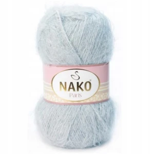 Włóczka Nako Paris włochata miękka 100g/245m JASNA SZARA 10914
