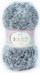 Włóczka Nako Paris włochata miękka 100g/245m CZARNOSZARA 21305