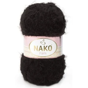 Włóczka Nako Paris włochata miękka 100g/245m CZARNA 217