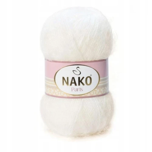 Włóczka Nako Paris włochata miękka 100g/245m ECRU 300