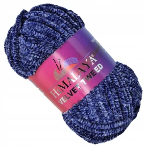 Włóczka pluszowa HIMALAYA VELVET TWEED NIEBIESKA 91122