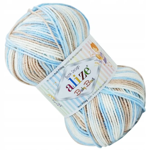 Włóczka Alize Baby Best Batik akryl anti-pilling 100g BEŻOWO NIEBIESKA 6657