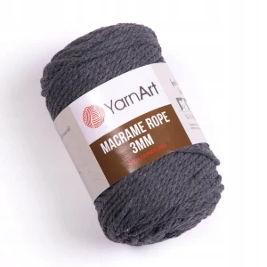 Sznurek do makramy YarnArt Macrame ROPE grubość 3mm CIEMNY SZARY 758