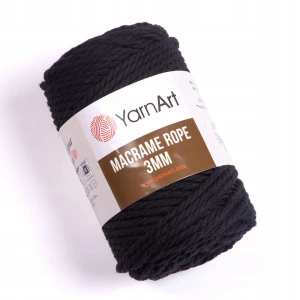 Sznurek do makramy YarnArt Macrame ROPE grubość 3mm CZARNY 750