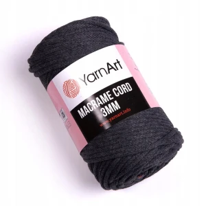Sznurek do makramy YarnArt Macrame Cord grubość 3mm GRAFITOWY 758