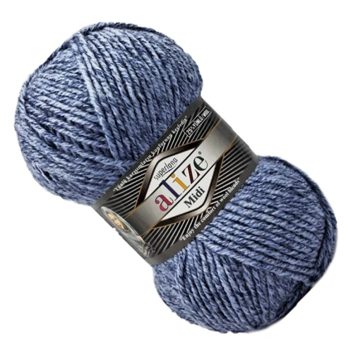 Włóczka Alize SUPERLANA MIDI z wełną 100g/170m NIEBIESKI MELANŻ 806