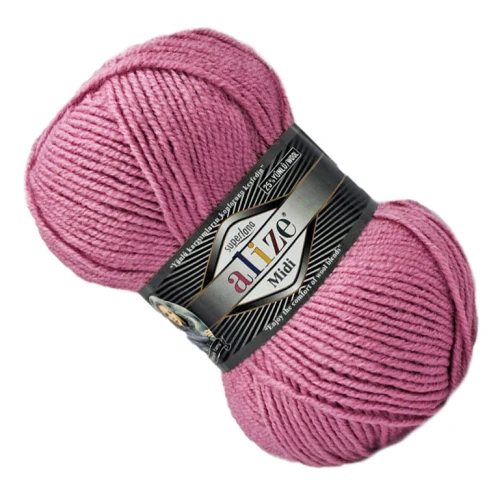 Włóczka Alize SUPERLANA MIDI z wełną 100g/170m CIEMNY RÓŻ 204