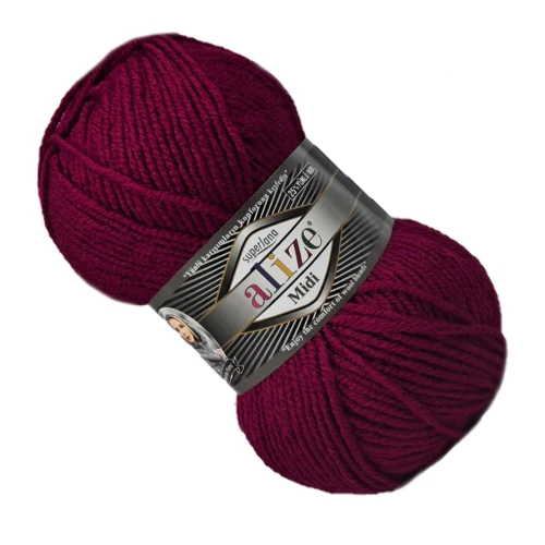 Włóczka Alize SUPERLANA MIDI z wełną 100g/170m WIŚNIOWA 390