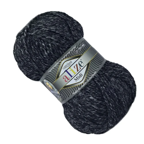 Włóczka Alize SUPERLANA MIDI z wełną 100g/170m ANTRACYTOWY MELANŻ 800