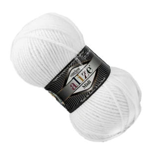 Włóczka Alize SUPERLANA MIDI z wełną 100g/170m BIAŁA 55
